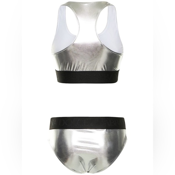 Kim Dolce & Gabbana Foiled Bikini Swimsuit With Branded Elastic Sz IV (4) US 10 - Picture 3 of 6